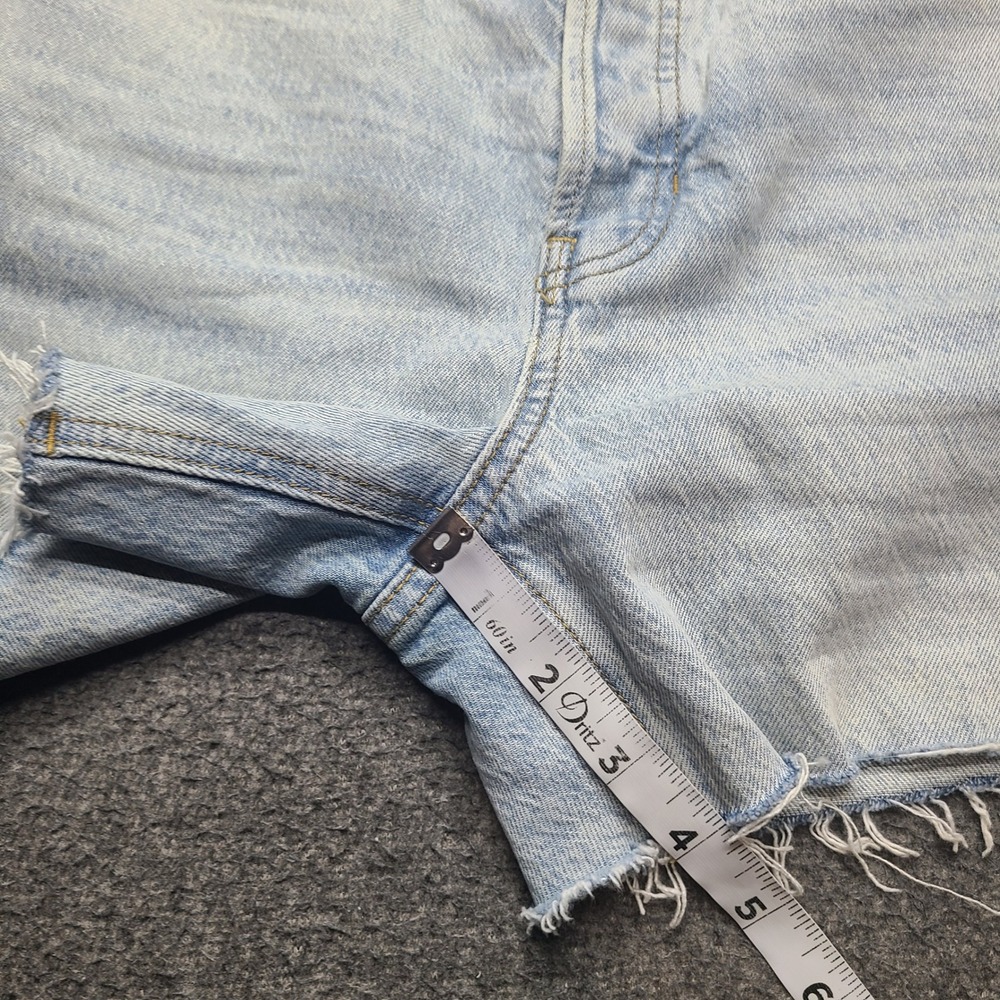 PacSun Denim Shorts Womens 24 Light Blue Excellent Curve 90s Girlfriend Raw Hem - Picture 2 of 9